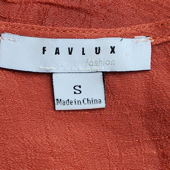 Favlux Persimmon Burnt Orange Crisscross Long Sleeve Top Small Lightweight Soft - Picture 4 of 5